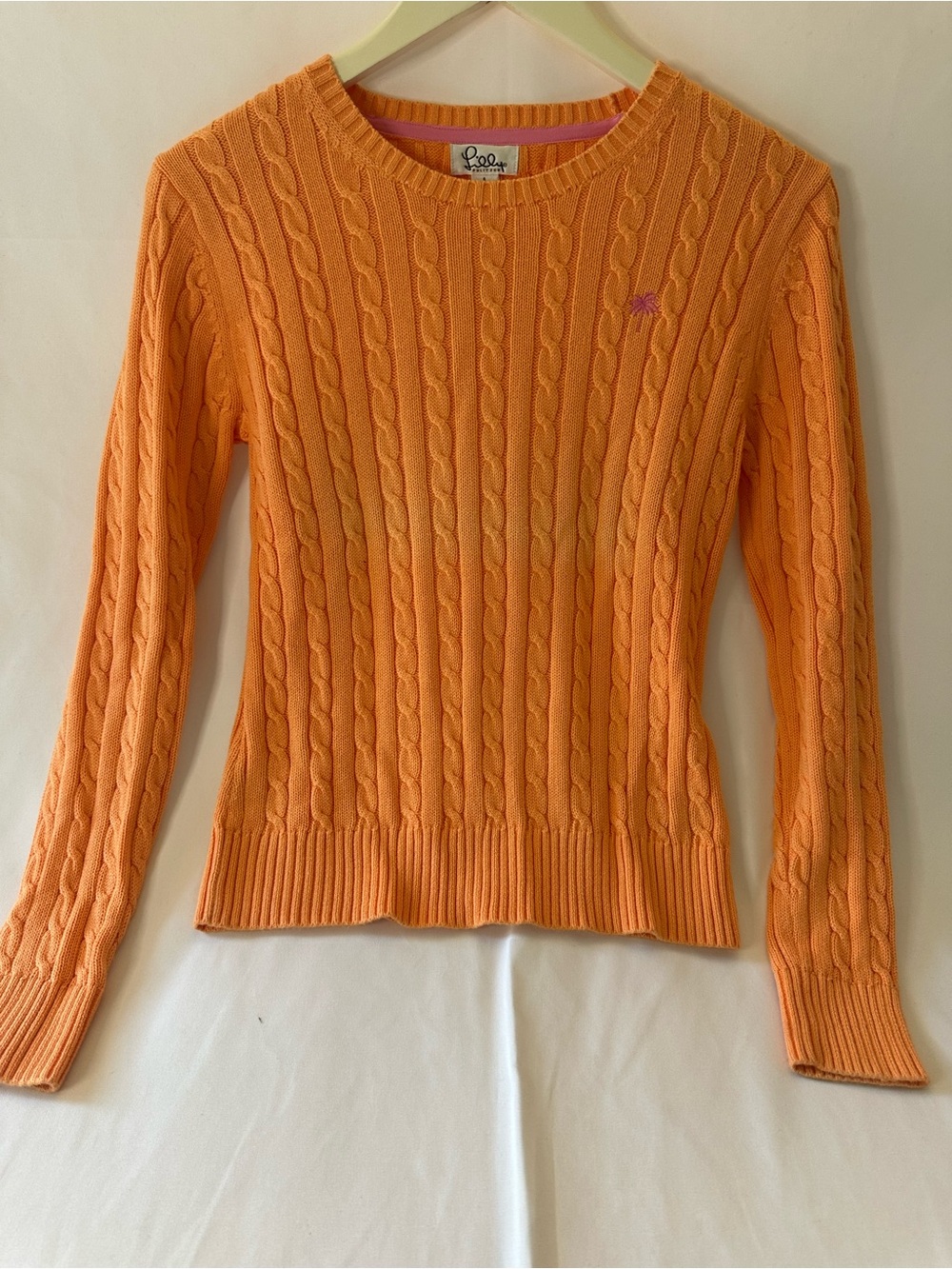 Lilly Pulitzer Orange Cable-Knit Crewneck Sweater